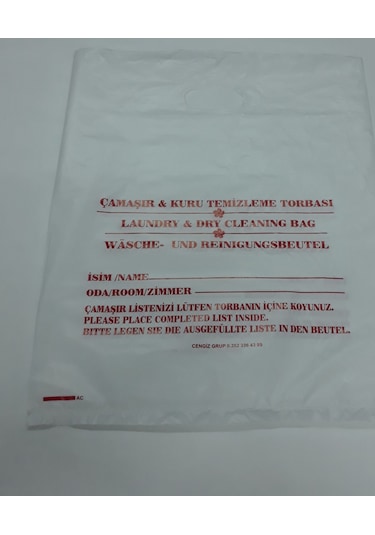 Otel Kirli Çamaşır Poşeti Laundry Bag Pe Beyaz