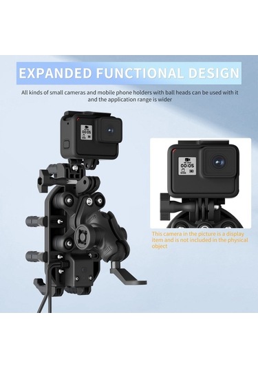 Besthome1 15w Kablosuz Şarjlı Motosiklet Telefon Tutucu, Anti-titreşim, Anti-yağmur, Güneş Koruyucu Telefon Tutucu Siyah