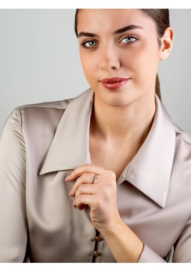 Torgovyj Dom Uvelir Holding 925 Ayar Gümüş Taşlı Nazik Nişan Yüzüğü 322341907 Gri