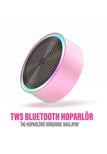 Mini Bluetooth Hoparlör Ses Bombası Tws Hoparlör Pembe
