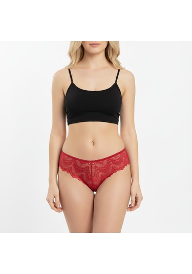 Kadın Dantelli Slip Külot Bb2045 Siyah