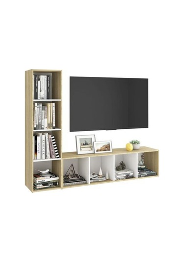Tdesıgno Rengul Kitaplıklı Televizyon Sehpası - Ünitesi -kitaplık Meşe-beyaz 150 Cm 8 Raflı Meşe - Beyaz Tdesıgno Rengul Kitaplıklı Televizyon Sehpası - Ünitesi -kitaplık Meşe-beyaz 150 Cm 8 Raflı Meşe - Beyaz