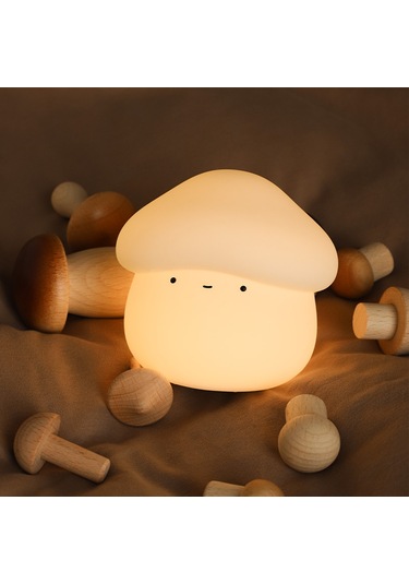 Reedark Silikon Mantar Gece Lambası: Dokunarak Aç/kapat, 15/30 Dakika Gecikmeli Kapatma, 2 Seviye Parlaklık, 2600k Islak Beyaz Işık, 1w Beyaz