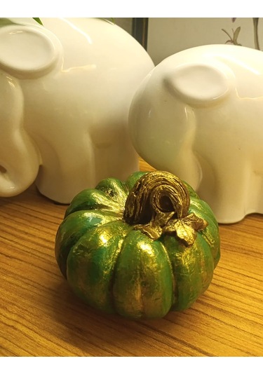 Büyük Boy El Boyaması Yeşil Kabak Biblo-dekoratif Ev Ürünü-rustik Hasat Kabak Figürü Yeşil