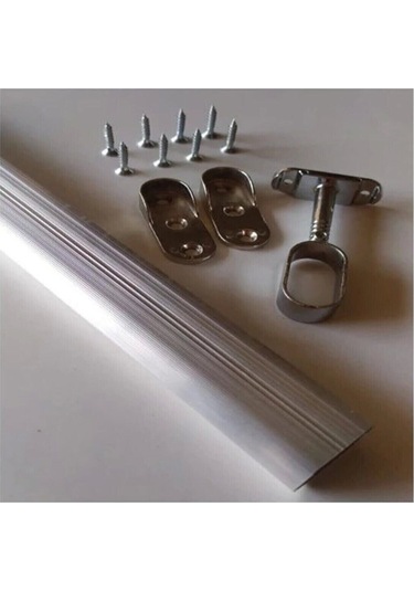 Oval 80cm Alüminyum Dolap Içi Elbise Askı Borusu Aparatları Vidaları Çok Renkli