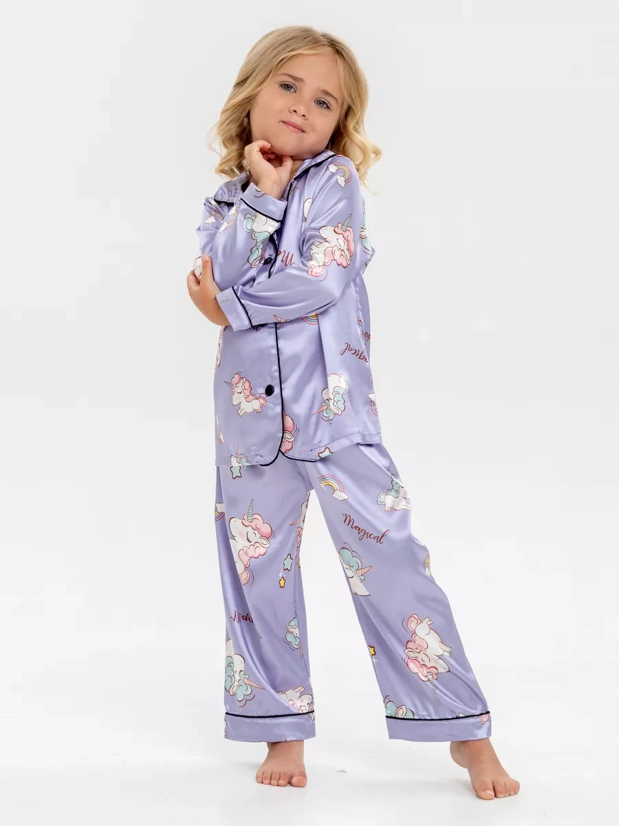 Milaeva Kids Çocuklar İçin İpek Pijama Takımı 170068594 Leylak
