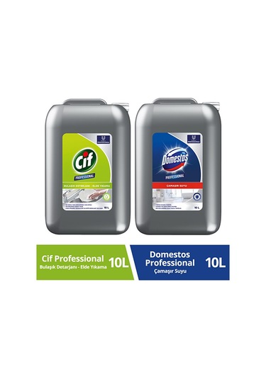 Domestos Professional Çamaşır Suyu 10 L + Cif Professional Bulaşı Diğer
