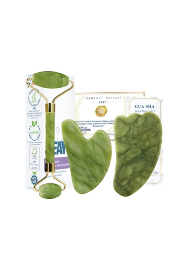 Seay Yeşim Taşı Face Roller + Gua Sha Yüz Masaj Aleti