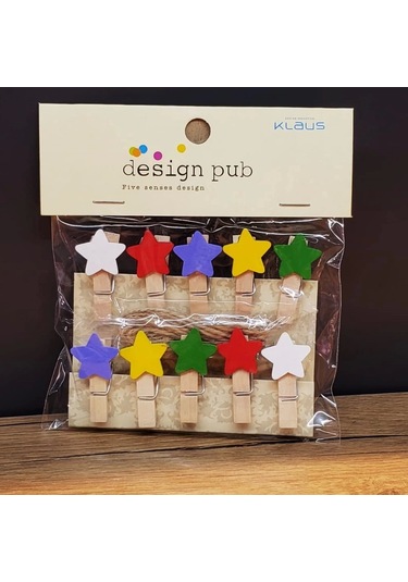 Yıldız Tasarımlı Mini Fotoğraf Mandalları 1 Adet