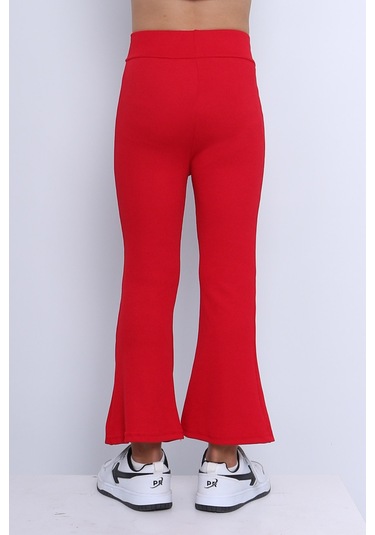 Kız Çocuk Tayt İspanyol Paça Düz Renk D17 Kırmızı