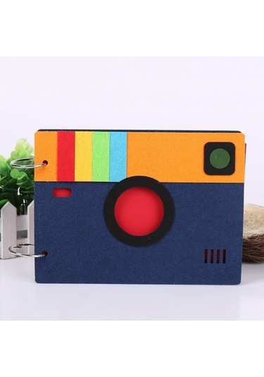 Sones 8 İnç 30 Sayfa Retro Karikatür Fotoğraf Albümü Keçe Albüm Yaratıcı İçi Boş Hatıra Albümü Lacivert Kamera