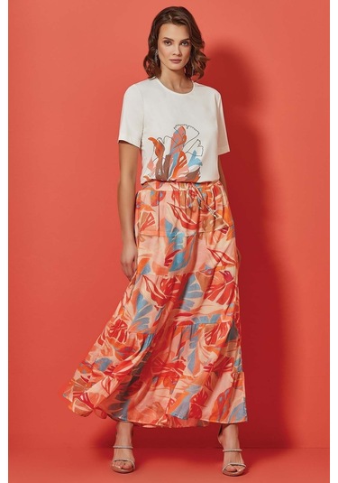 Kloş Çok Renkli Vual Etek Çok Renkli