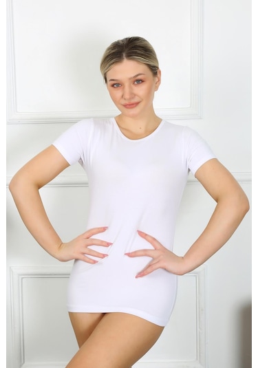 Akbeniz Bayan Kısa Kol Body 232 Beyaz