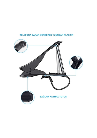 Triline Araba Telefon Tutucu Kolay Sabitleme Kıskacı
