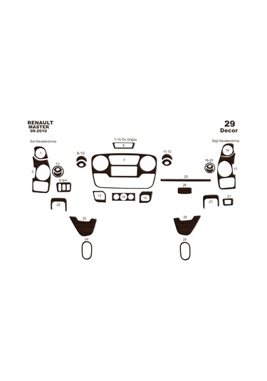 Opel Movano Master İnterstar Konsol-torpido Kaplama 2010 29 Parça-koyu Meşe Seçenekler