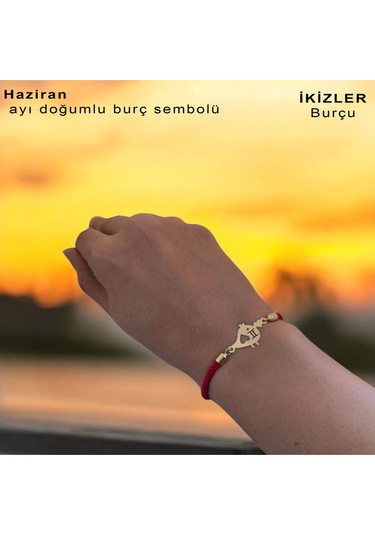 Archin Haziran Ayı Doğumlarına 14 Ayar Altın Plakalı Minik Kuş Motifli Kırmızı Örgülü Hediye Bileklik-363ay Haziran