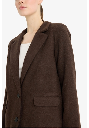 Defacto Regular Fit Flanel Blazer Ceket Y6483az24wnbn192 Kahve