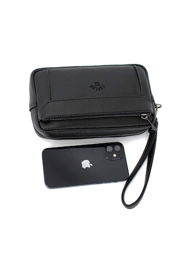 Deri,se Club Erkek Lüks El Ve Bileklik Kemerli Portföy El Çantası Siyah