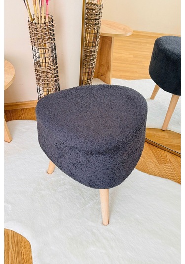 Bohem Tarz Teddy Kumaş Üçgen Puf, Makyaj Taburesi, Bench, Füme