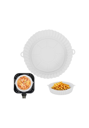 Mavi Fritöz Silikon Pot Fritözler Fırın Pişirme Tepsisi Pizza Kızarmış Tavuk Fritöz Aksesuarları Yuvarlak Tava Yeniden Kullanılabilir Mat Mavi