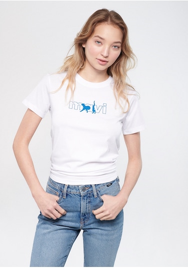 Mavi - Mavi Kedi Logo Baskılı Beyaz Tişört 1611478-620 Beyaz