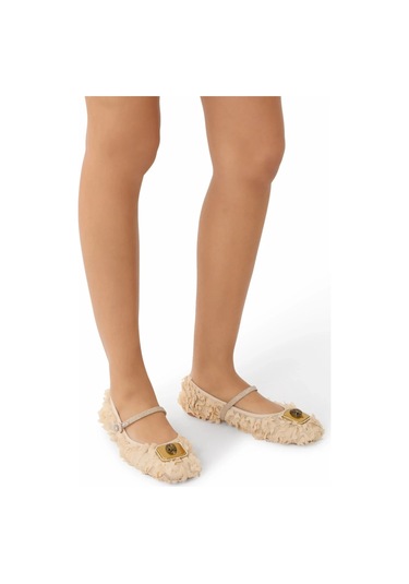 Kurt Geiger Pimlico Ballerina Kumaş Lüks Stil Kadın Babet Kahverengi
