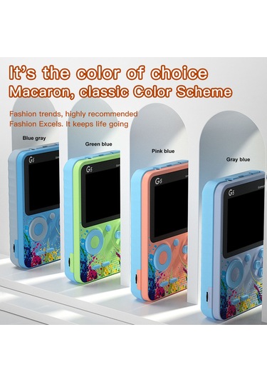 Vkemall G5 El Tipi Oyun Konsolu 3.0 İnç Renkli Ekran, 500 Eski Oyun İçerir, Av Bağlantısı Desteği, Yeşil-mavi Kolleksiyel Oyunlar İçin Taşınabilir