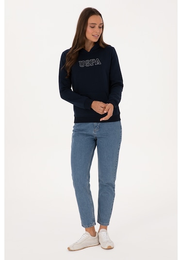 U.S. Polo Assn. Kadın Lacivert Şardonlu Kapüşonlu Basic Sweatshirt 50313566-VR033 U.S. Polo Assn. Kadın Lacivert Şardonlu Kapüşonlu Basic Sweatshirt 50313566-VR033