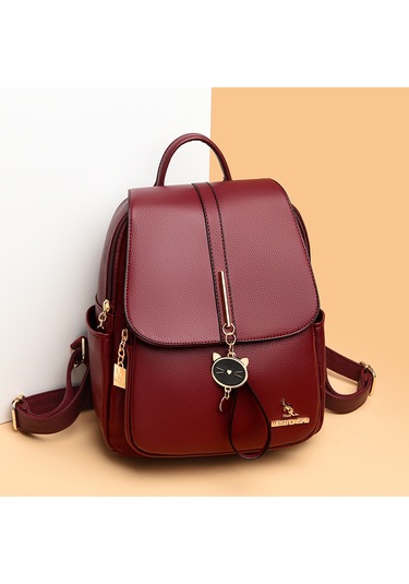 Su Geçirmez Kadın Sırt Çantası Yaz Yeni Stil Moda Kedi Kolye Bayan Sırt Çantası Düz Renk Basitsiyah Diğer