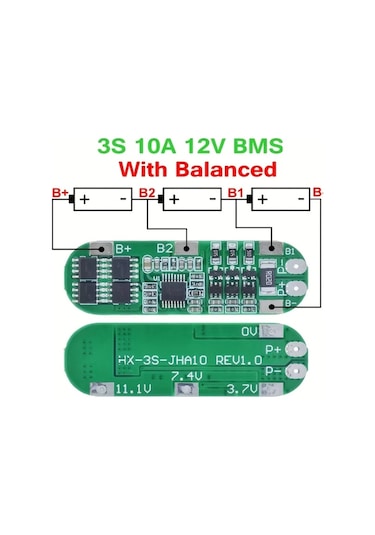 Sunshine011 Aoıcrıe 3s 10a Lityum Pil Şarj Koruma Board Aşırı Şarj Deşarj Korumalı 18650 3.7v Blue1