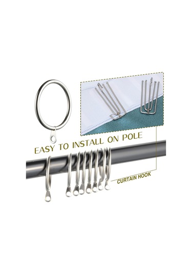 30 Adet Perde Halkası, Perde Çubukları İçin Metal Perde Halkası Askı Kancaları 38 Mm Perde Askı Halkası Gümüş Diğer