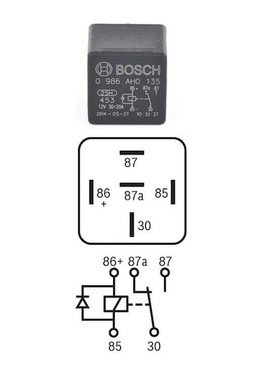 12V 30/20A Diyotlu Çift Platin Mini Röle 5 Fiş Bosch 0986AH0135