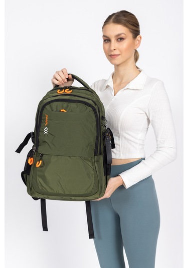 Fermuarlı Geniş Bölmeli Spor & Okul Sırt Çantası Hafif, Ergonomik Ve Dayanıklı Tasarım - Haki Haki