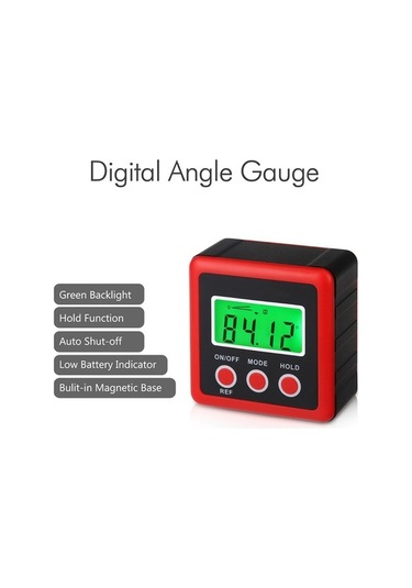 Pazly 3 Düğmeli Mini Dijital Eğim Kutusu Kırmızı - İnklinometre - Hassas Ölçüm Diğer
