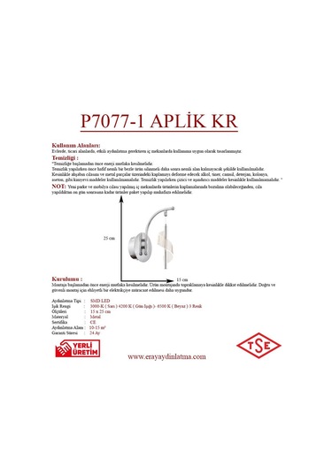 Eray Aydınlatma P7077-1 Aplik Krom