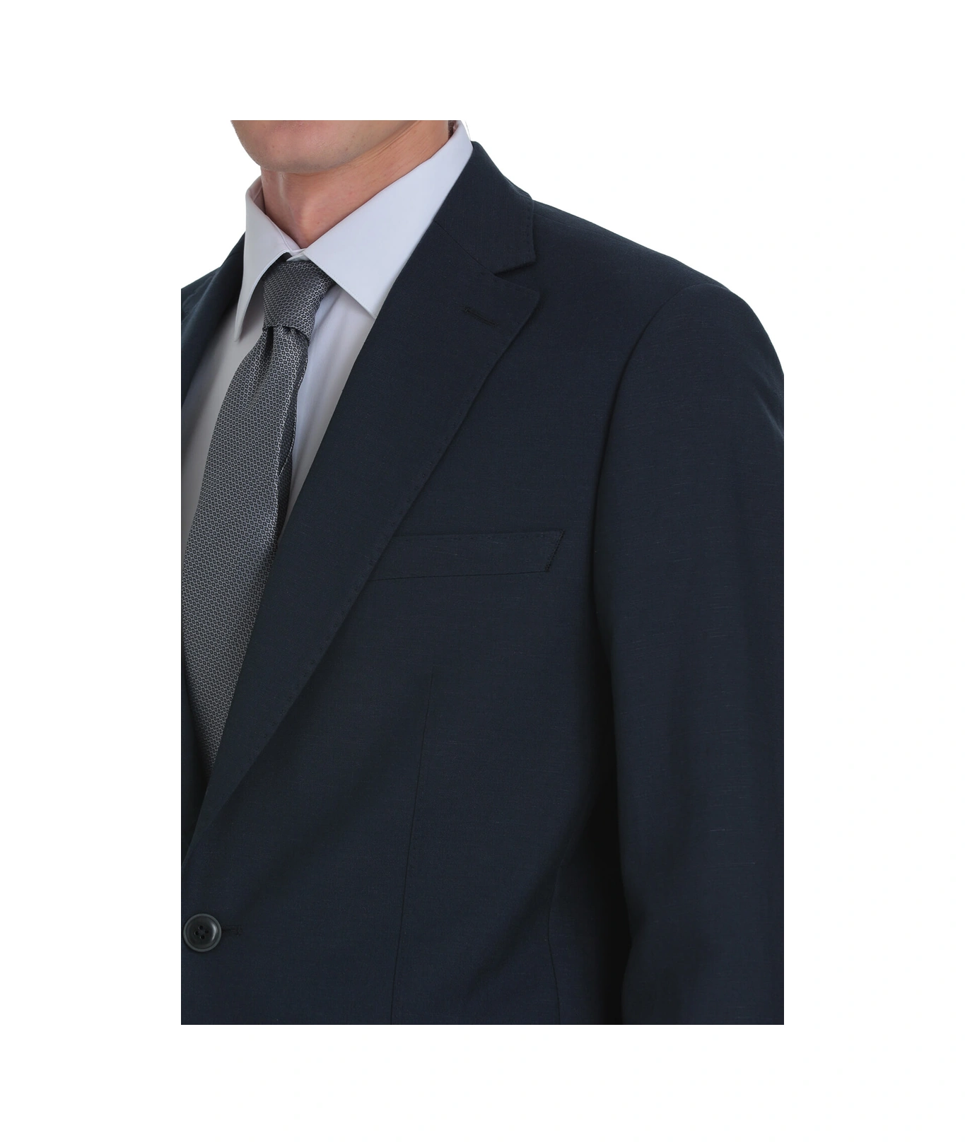 Lacivert Slim Fit Mono Yaka Keten Takım Elbise Lacivert