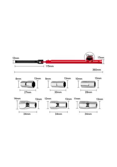 Suntek Hızlı Ve Pratik Anahtar Seti 8-14mm Tesisatçı Arka Kiti