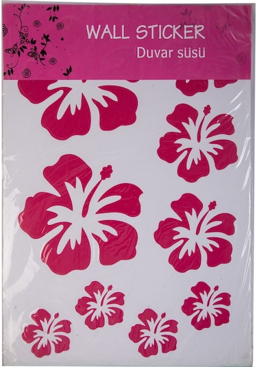 Sıa Duvar Süsü Sticker Pembe Çiçekli Şeffaf Filmli Pvc