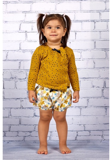 Kız Bebek Bluz Ve Şortlu Takım 6-24ay Sari
