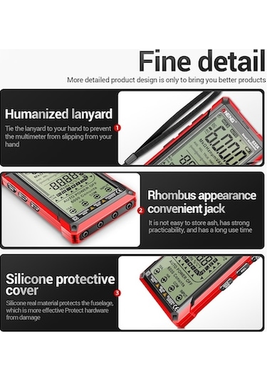 Maoyaya Aneng 622b Dokunmatik Multimetre, Yüksek Hassasiyetli Yanma Önleyici Led Işıklı