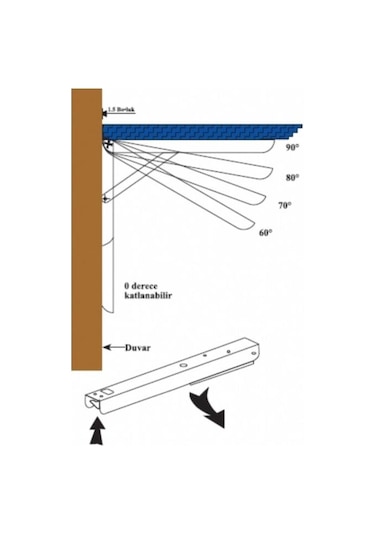 Gürçay Mandallı Katlanabilir Masa Konsolu 1 Çift Çinko 40Cm