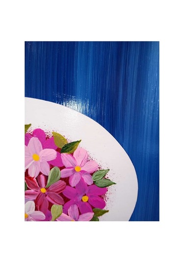 El Boyaması Ahşap Kapı Önü Ekmek Sepeti Mavi