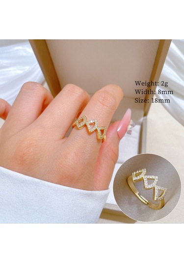 Geometrik Elmas Taşlı Yuvarlak İnci Yüzük No.74 Çok Renkli