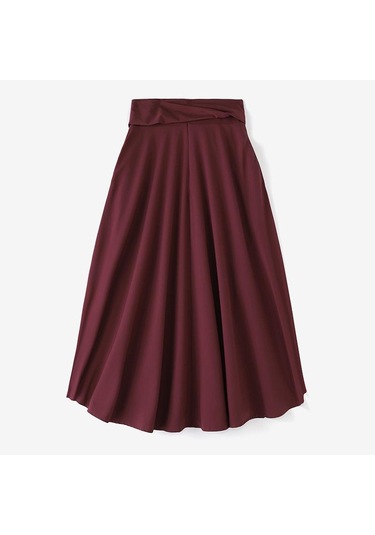 Zanzea Bayan Yaz Yüksek Bel A Hattı Yırtmaçlı Etek Cepli Kahverengi