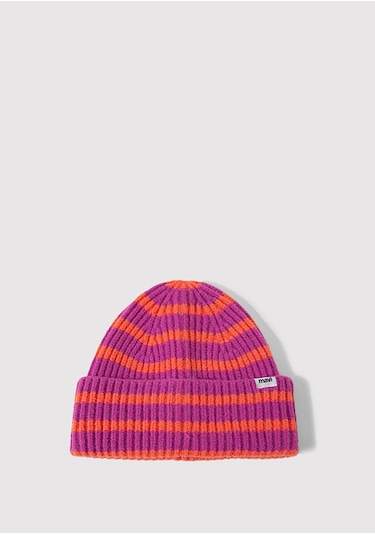 Mavi - Turuncu Çizgili Mor Bere 1912804-28396 Mor