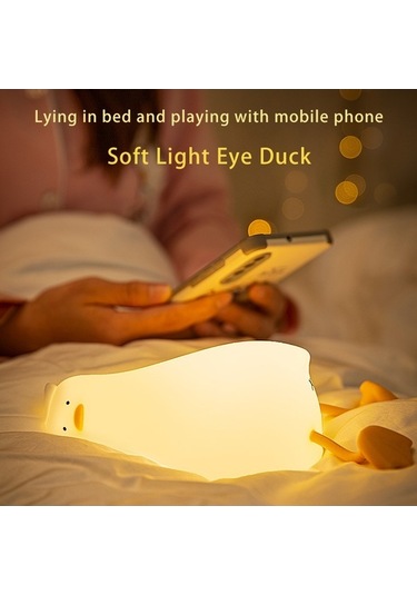 Pazly Lay Ördek Şekilli Gece Lambası Beyaz Işık, Dekoratif Ve Sevimli Beyaz