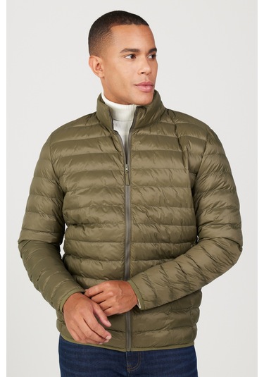 AC&Co / Altınyıldız Classics Erkek Hakı Standart Fit Normal Kesim Dik Yaka Mont Haki