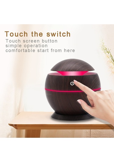 Springsun 130ml Usb Nemlendirici Aromaterapi Makinesi 7 Renkli Led Işıklı Ev Odası Ofis Kullanıma Uygun Açık Ahşap Desenli Tabanlı