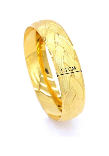 Altın Kaplama Örgü Model İmitasyon Bilezik 1.5 Cm Blz-1295 Altın