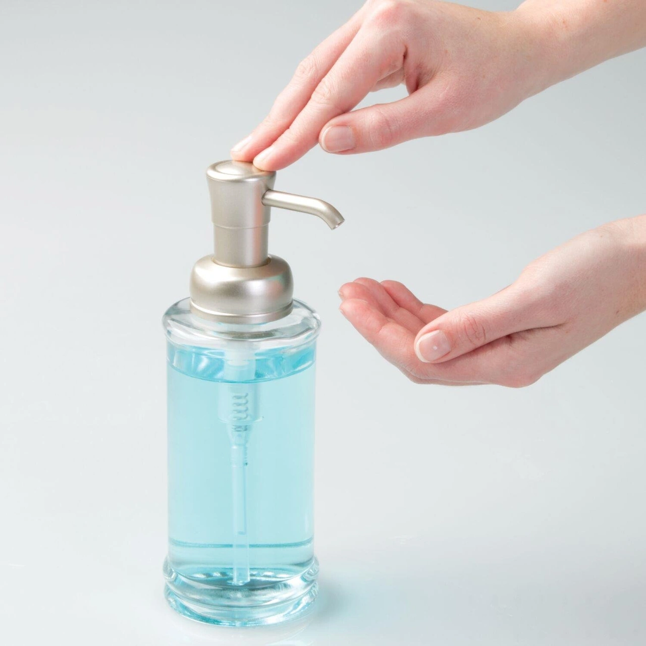 2 Adet Cam Sıvı Sabunluk Şeffaf 7x7x20cm 325ml Çok Renkli